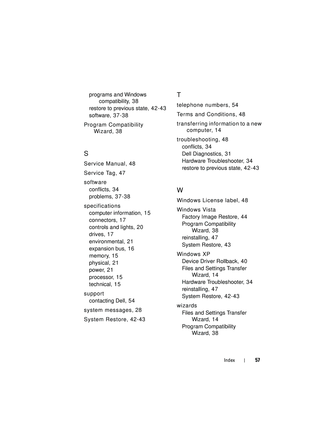 Dell G884D manual Index 