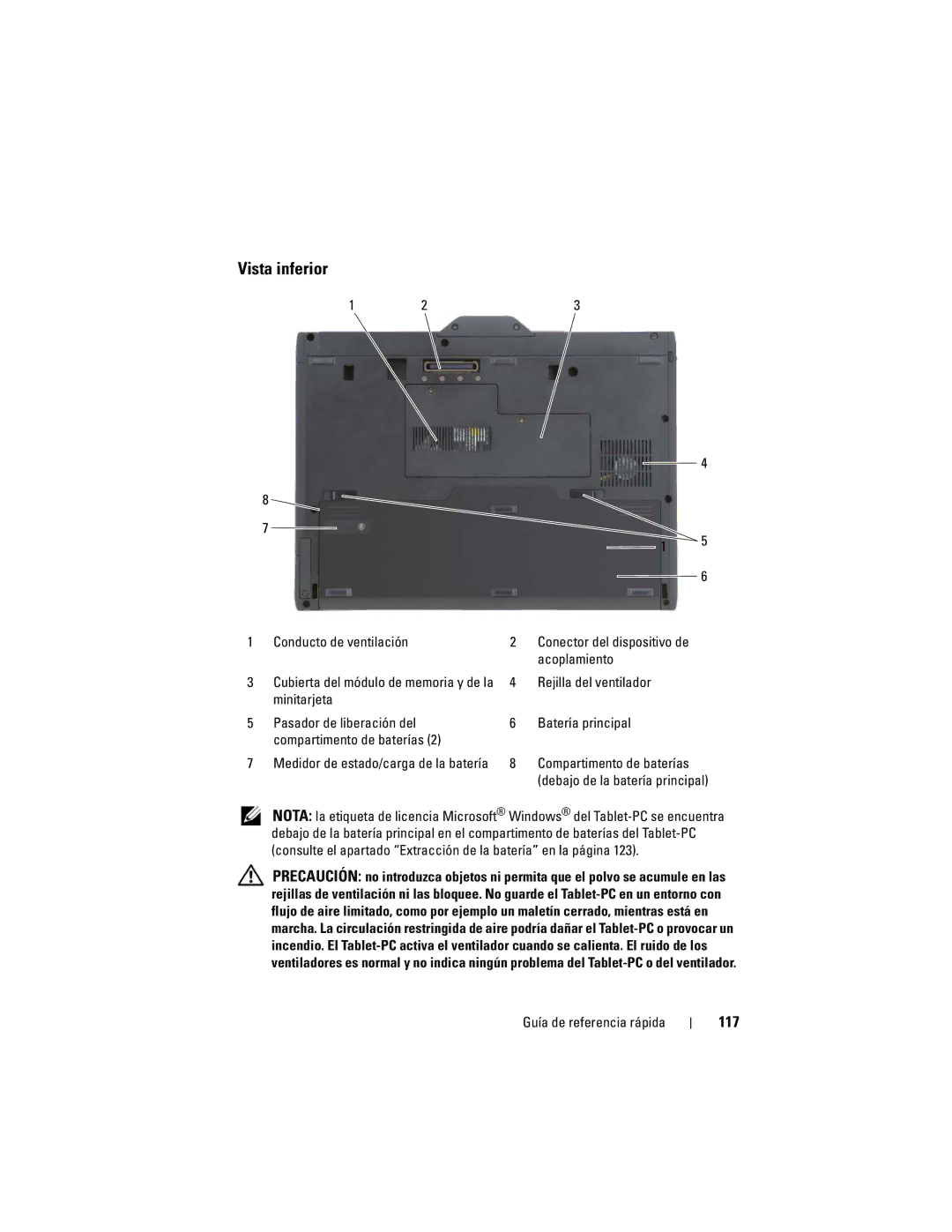 Dell GM919 manual 117, Conducto de ventilación, Acoplamiento 