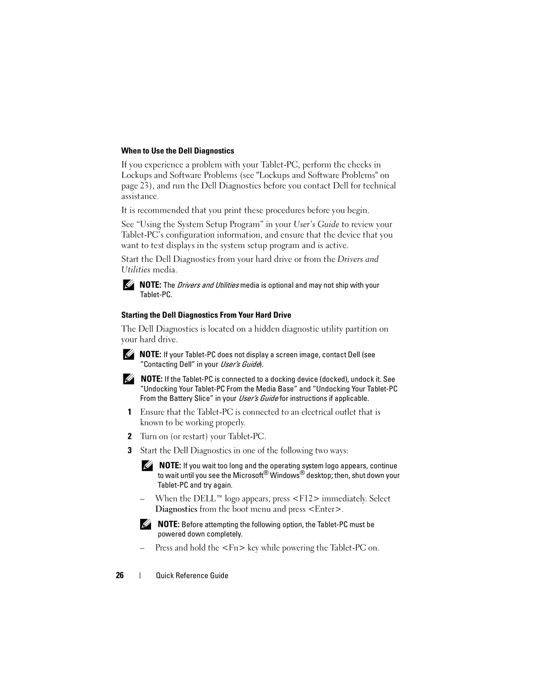 Dell GM919 manual When to Use the Dell Diagnostics, Starting the Dell Diagnostics From Your Hard Drive 