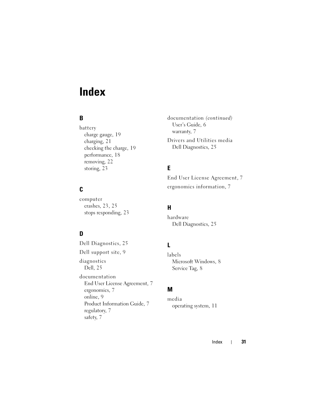 Dell GM919 manual Index 