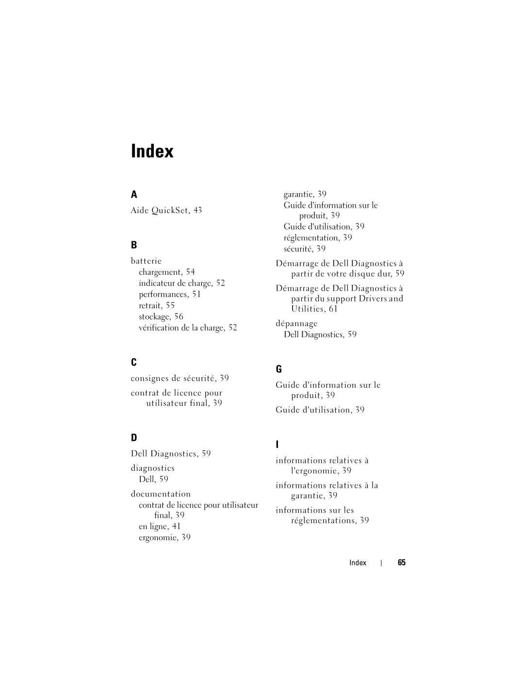 Dell GM919 manual Index 