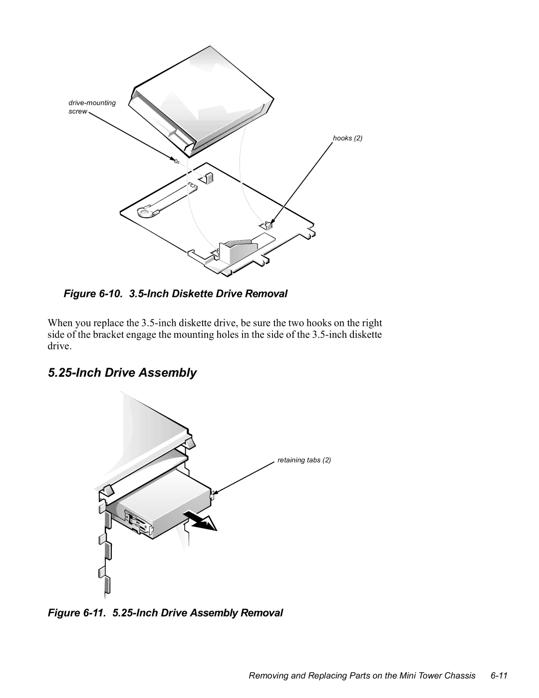 Dell GN manual 5HPRYLQJDQG5HSODFLQJ3DUWVRQWKH0LQL7RZHU&KDVVLV, Gulyhprxqwlqj Vfuhz Krrnv 