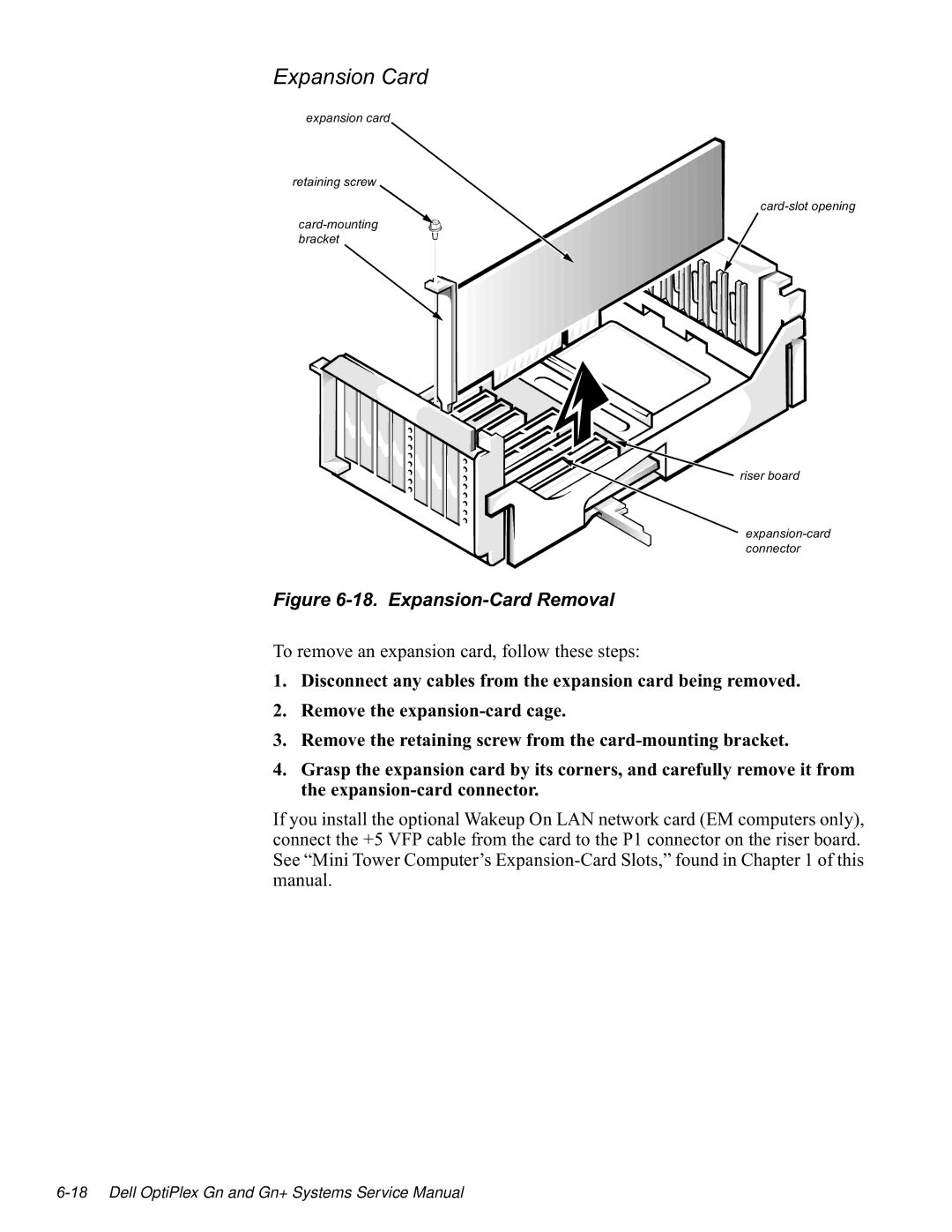 Dell GN manual Sdqvlrq&Dug, Lvfrqqhfwdq\Fdeohviurpwkhhsdqvlrqfdugehlqjuhpryhg 