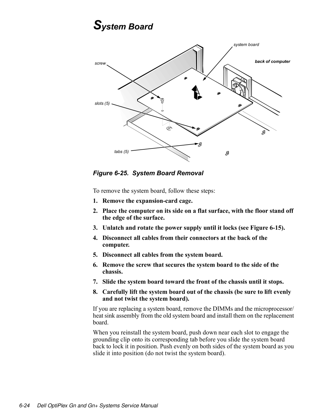 Dell GN manual Frpsxwhu LVFRQQHFWDOOFDEOHVIURPWKHV\VWHPERDUG, 8QODWFKDQGURWDWHWKHSRZHUVXSSO\XQWLOLWORFNVVHHLJXUH 