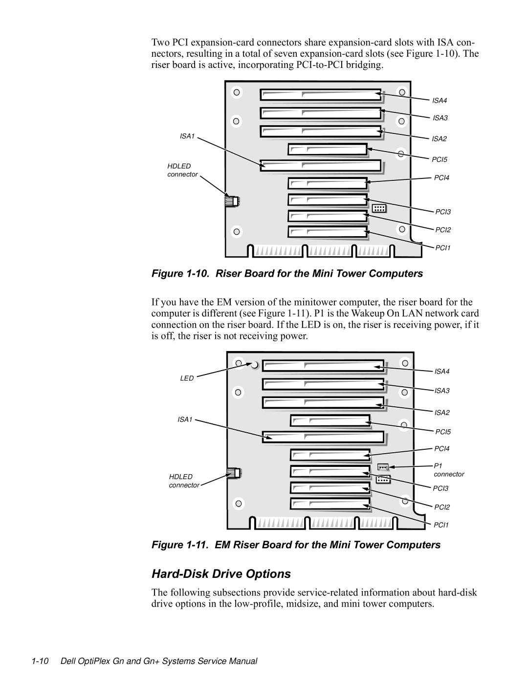 Dell GN manual +DUGLVNULYH2SWLRQV, LJXUH5LVHU%RDUGIRUWKH0LQL7RZHU&RPSXWHUV, LJXUH05LVHU%RDUGIRUWKH0LQL7RZHU&RPSXWHUV 