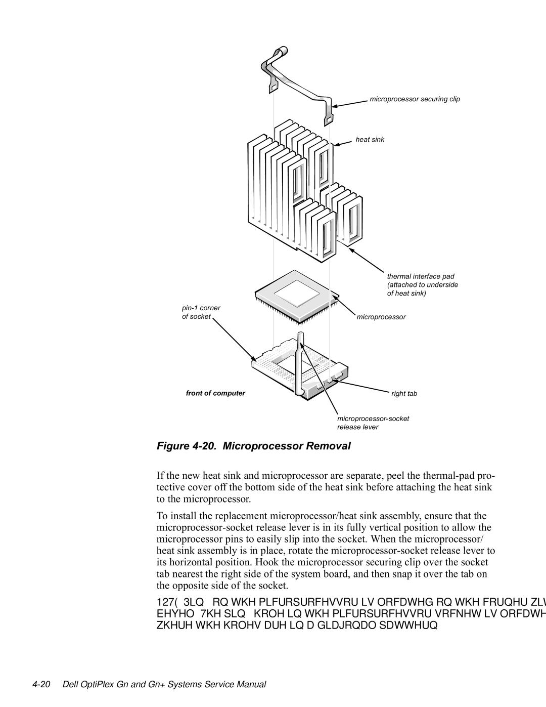 Dell GN manual LJXUH0LFURSURFHVVRU5HPRYDO, Plfursurfhvvru Uljkwwde Plfursurfhvvruvrfnhw Uhohdvhohyhu 
