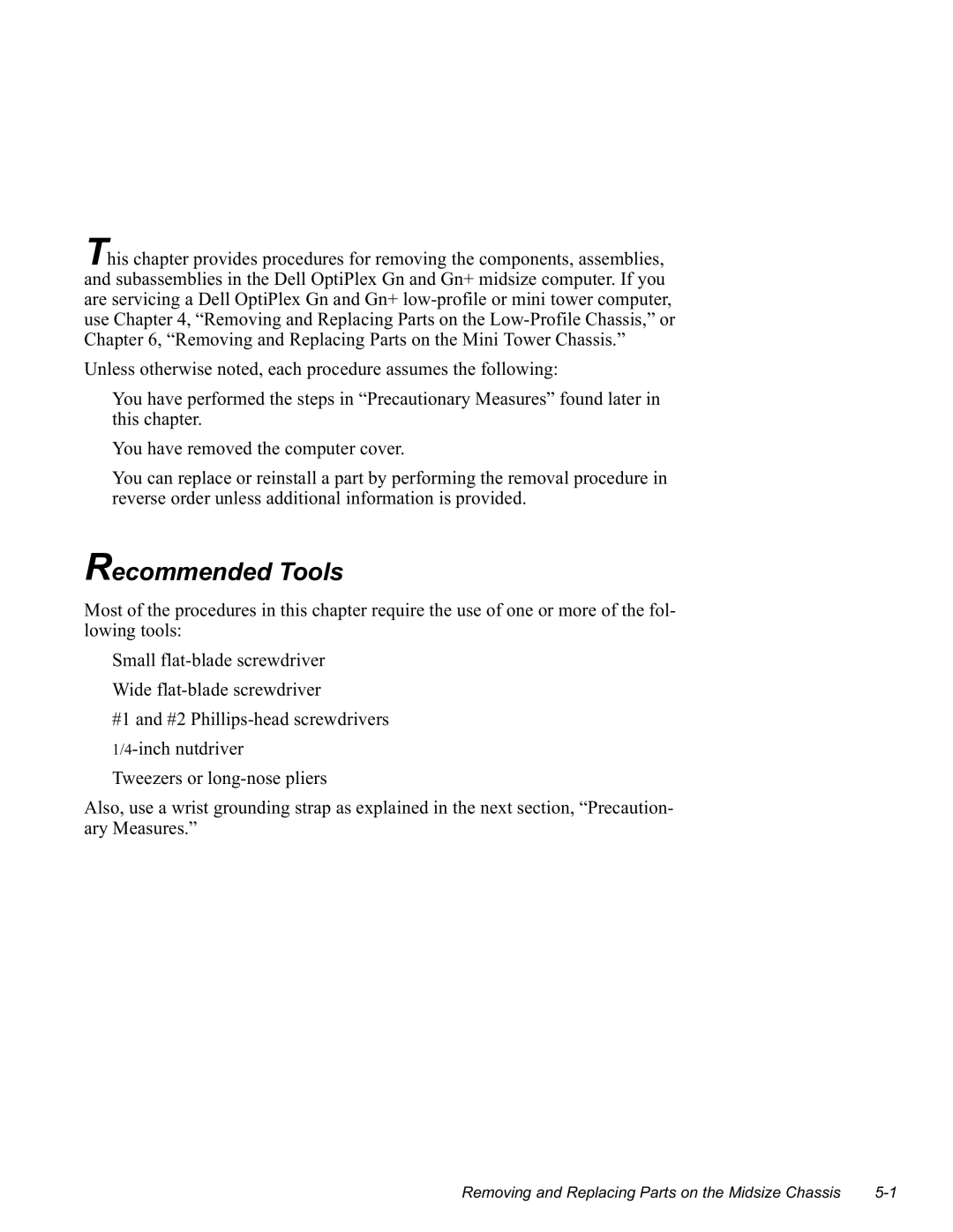 Dell GN manual Kdswhu 5HPRYLQJDQG5HSODFLQJ3DUWV RQWKH0LGVLH&KDVVLV, 5HPRYLQJDQG5HSODFLQJ3DUWVRQWKH0LGVLH&KDVVLV 