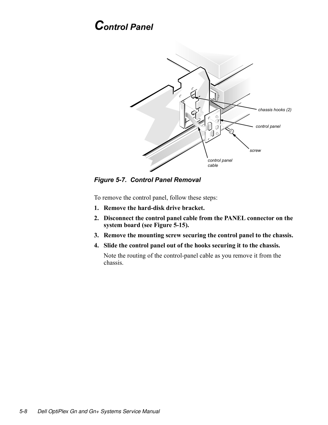 Dell GN manual RQWURO3DQHO, Fkdvvlvkrrnv Frqwurosdqho Vfuhz Fdeoh 