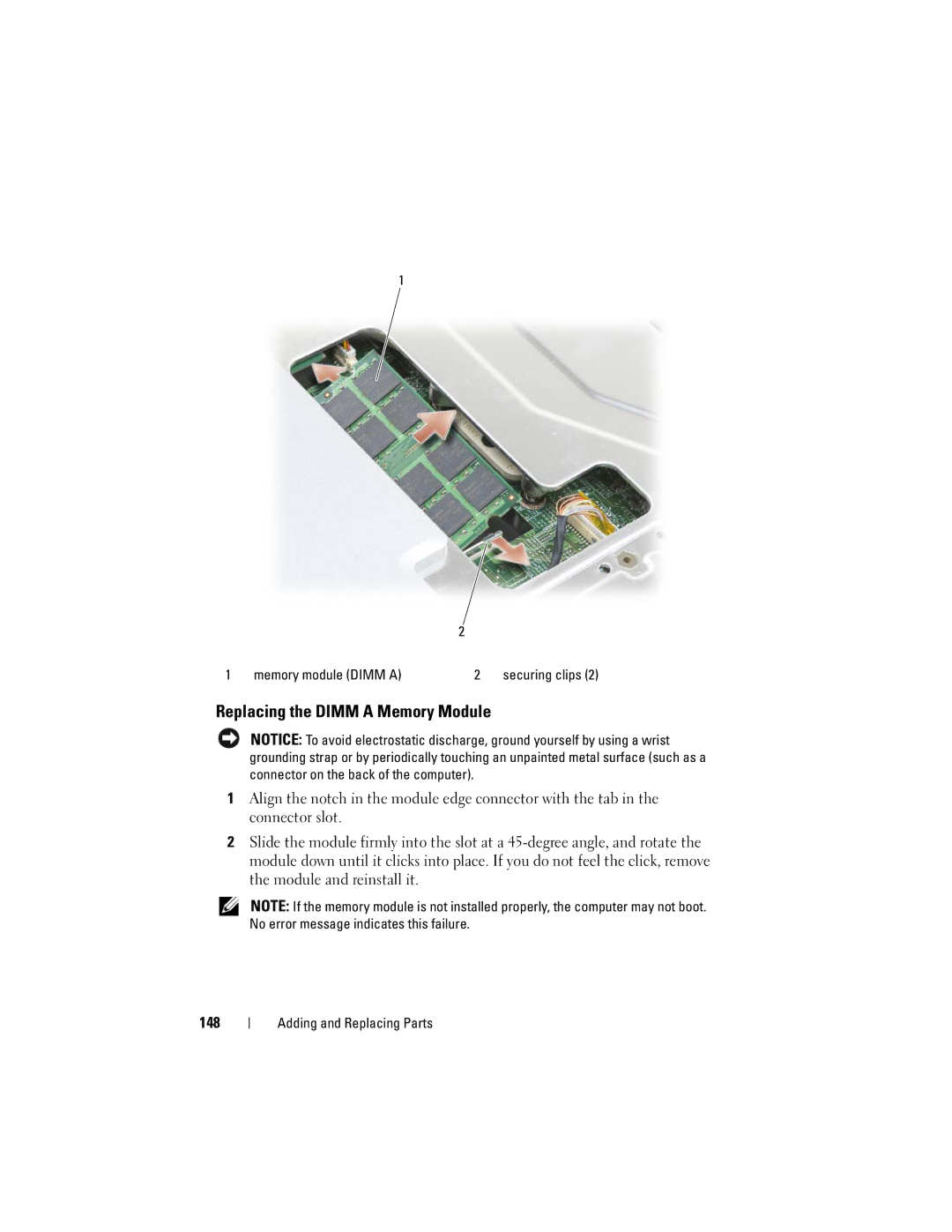 Dell GU051 manual Replacing the Dimm a Memory Module 