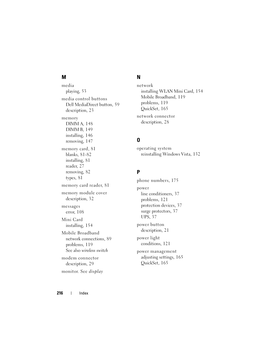 Dell GU051 manual Index 