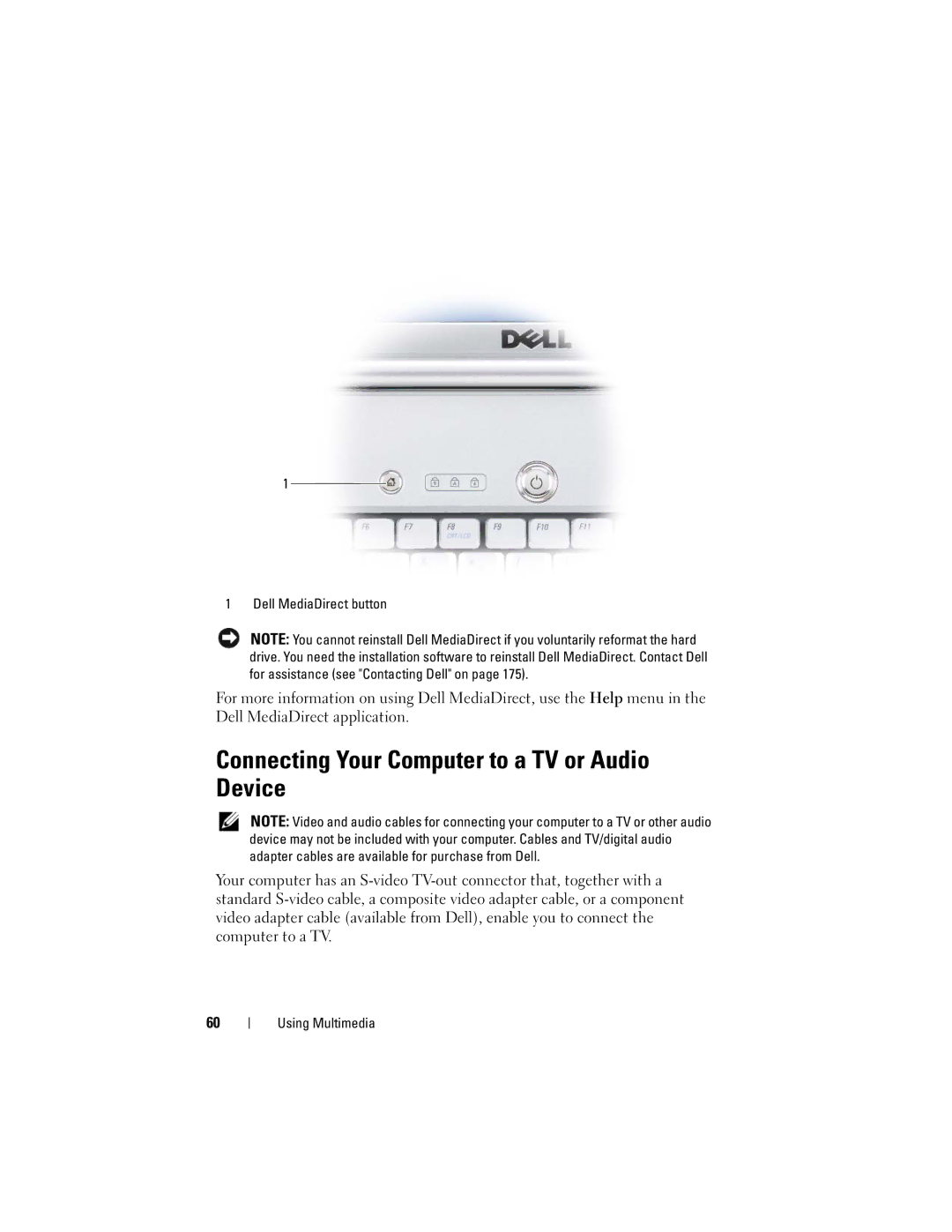 Dell GU051 manual Connecting Your Computer to a TV or Audio Device 