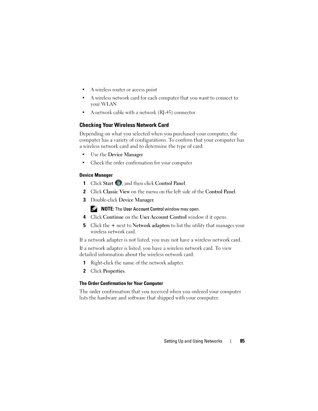 Dell GU051 manual Checking Your Wireless Network Card 