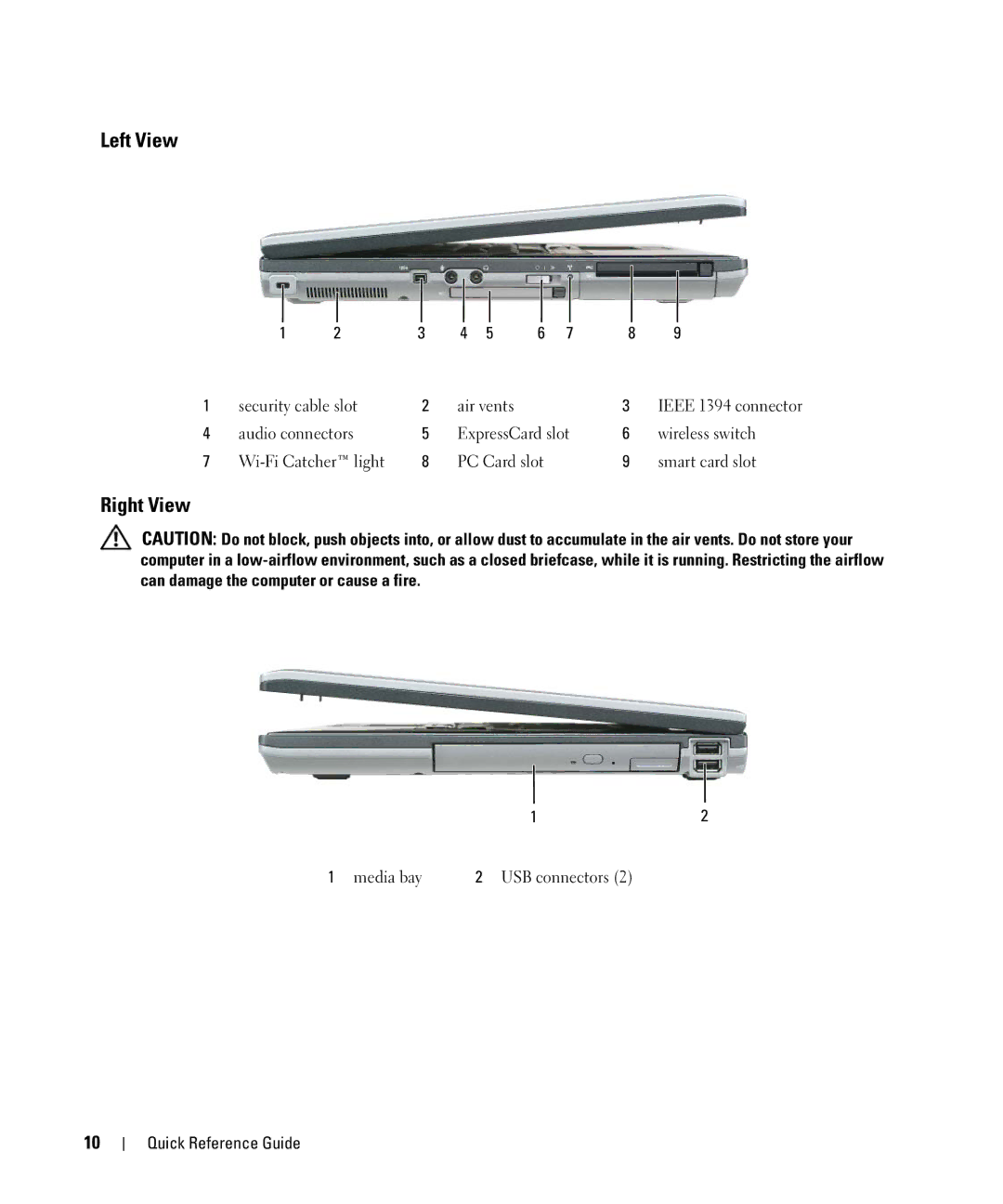 Dell GU806 manual Left View, Right View 