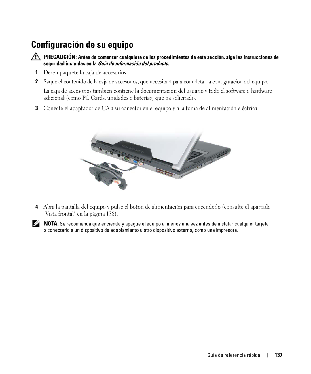 Dell GU806 manual Configuración de su equipo, 137 