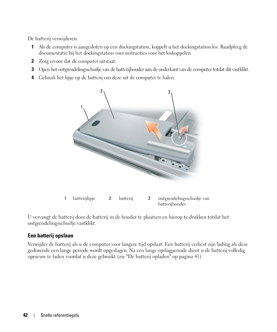 Dell GU806 manual Een batterij opslaan 