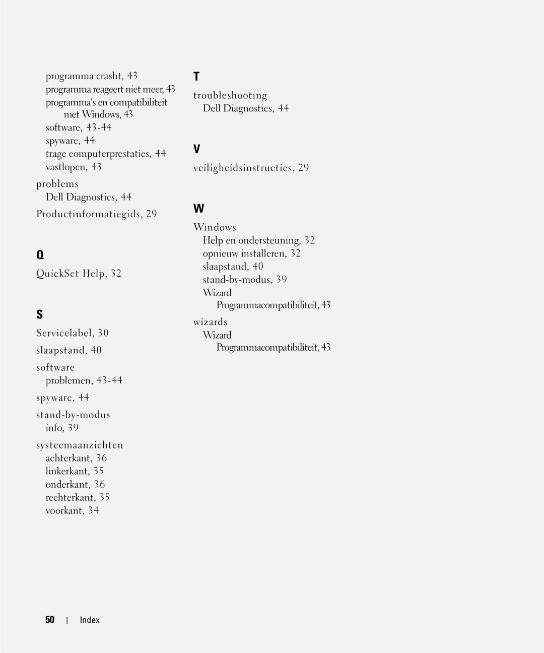 Dell GU806 manual Index 