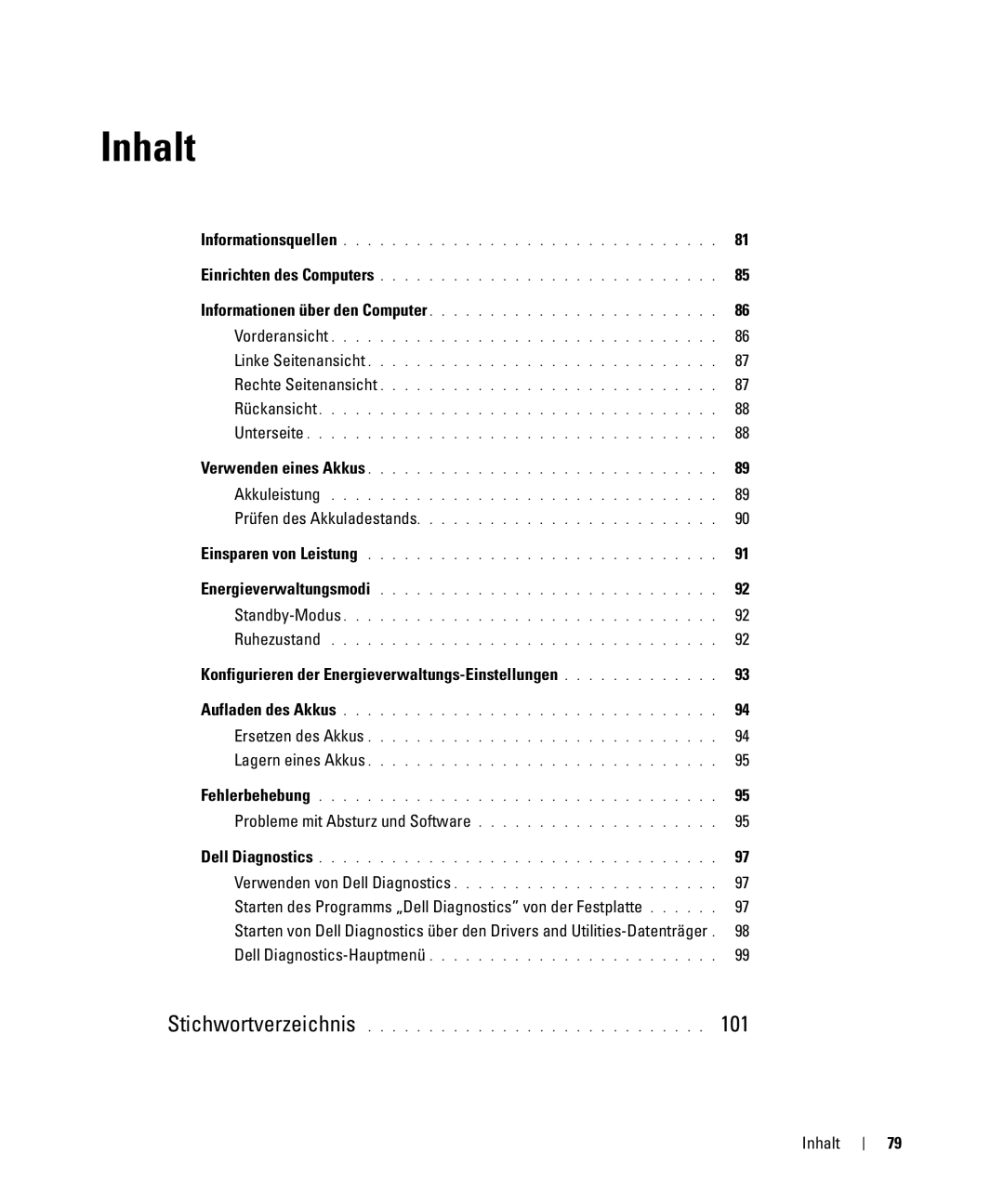 Dell GU806 manual Konfigurieren der Energieverwaltungs-Einstellungen, Inhalt 