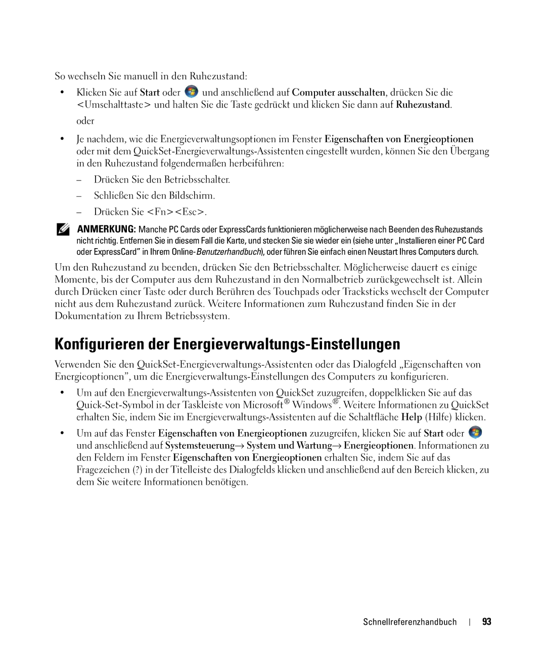 Dell GU806 manual Konfigurieren der Energieverwaltungs-Einstellungen 