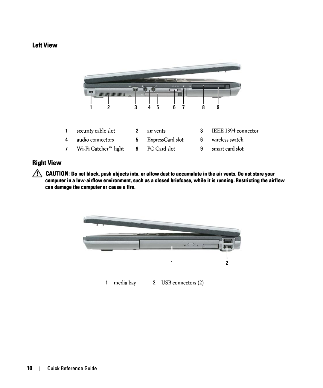 Dell GU806 manual Left View, Right View 