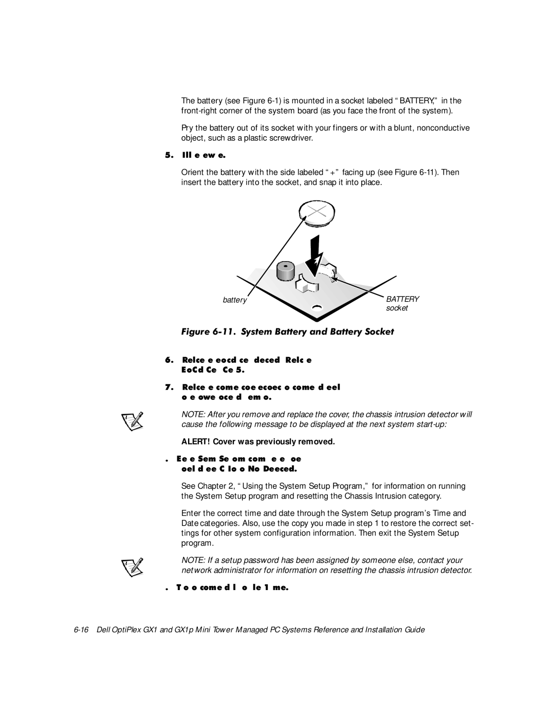 Dell GX1 P manual LJXUH6\VWHP%DWWHU\DQG%DWWHU\6RFNHW, Qvwdoowkhqhzedwwhu 