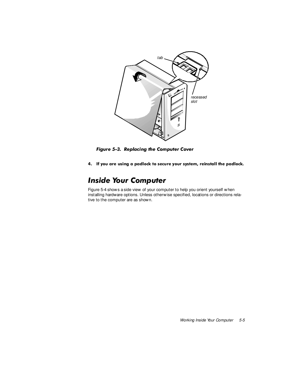 Dell GX1 P manual Qvlghrxu&Rpsxwhu, LJXUH5HSODFLQJWKH&RPSXWHU&RYHU 