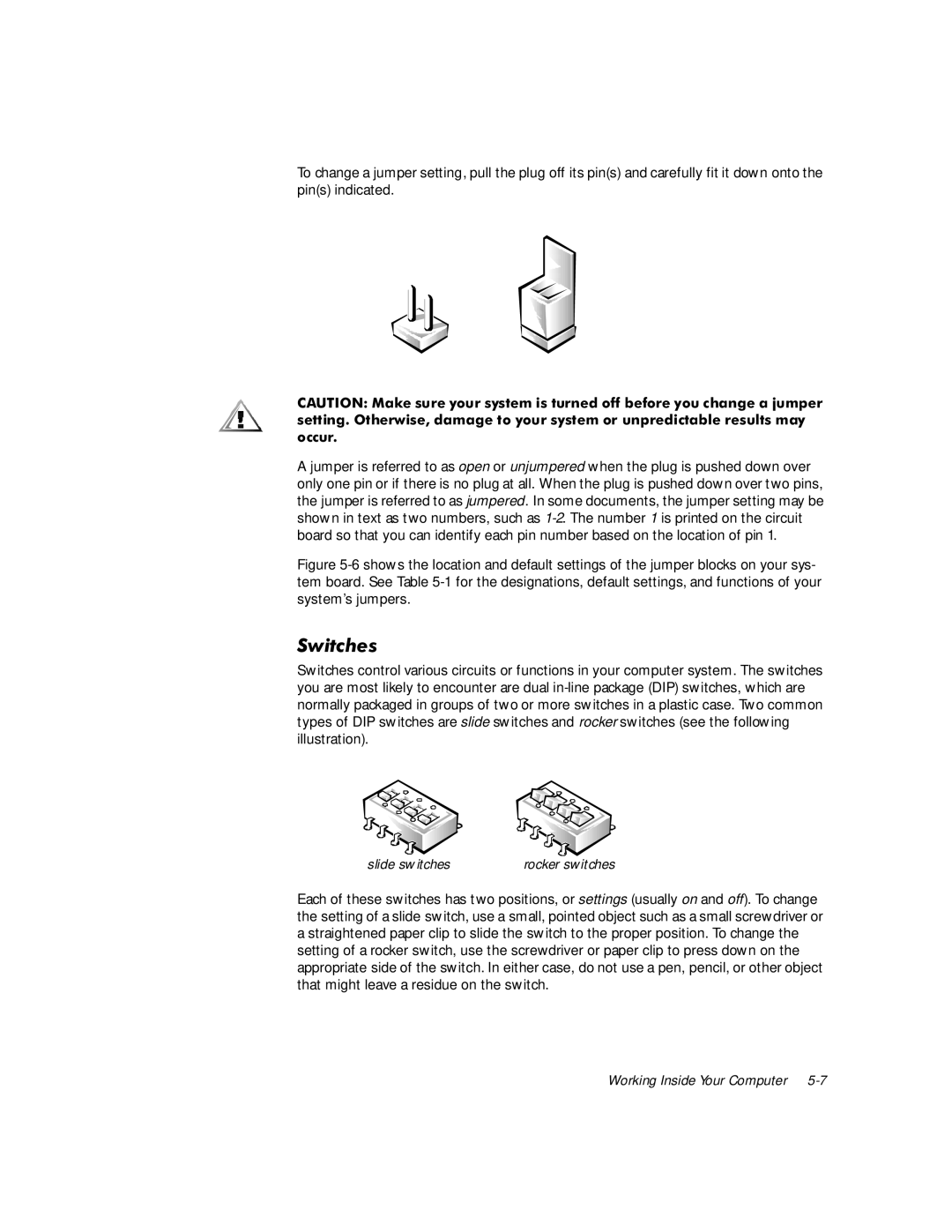 Dell GX1 P manual 6ZLWFKHV, Rffxu 