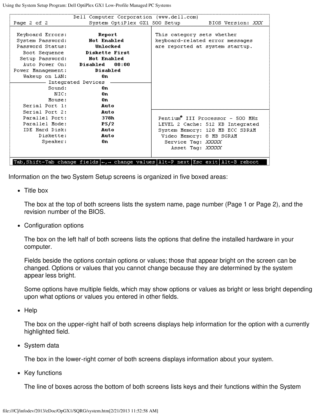 Dell GX1 technical specifications 