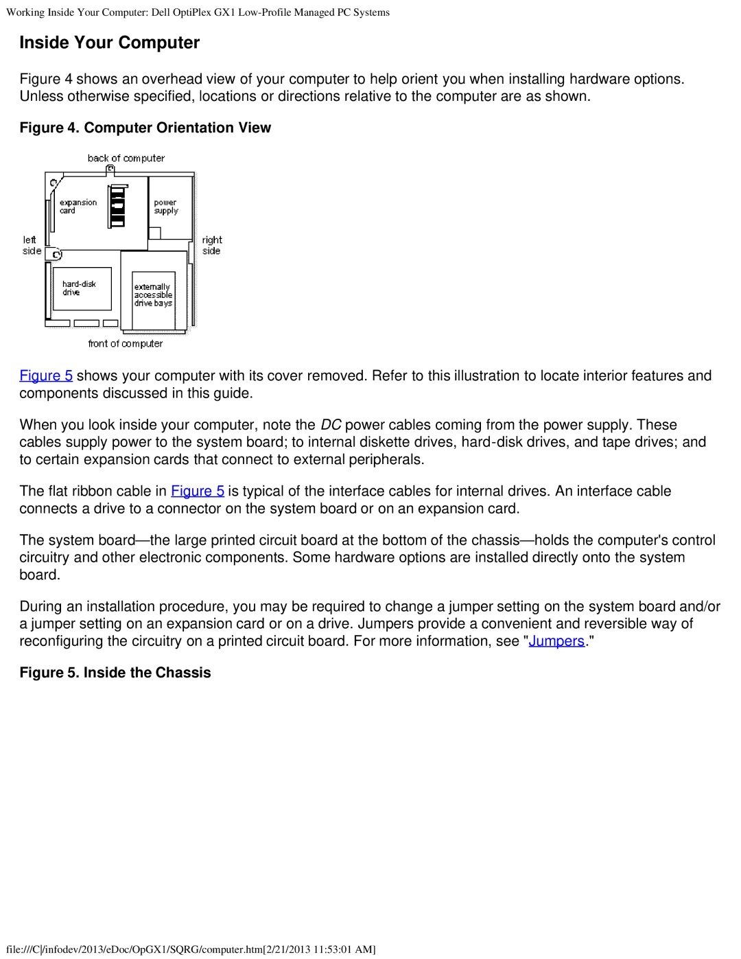 Dell GX1 technical specifications Inside Your Computer, Computer Orientation View 