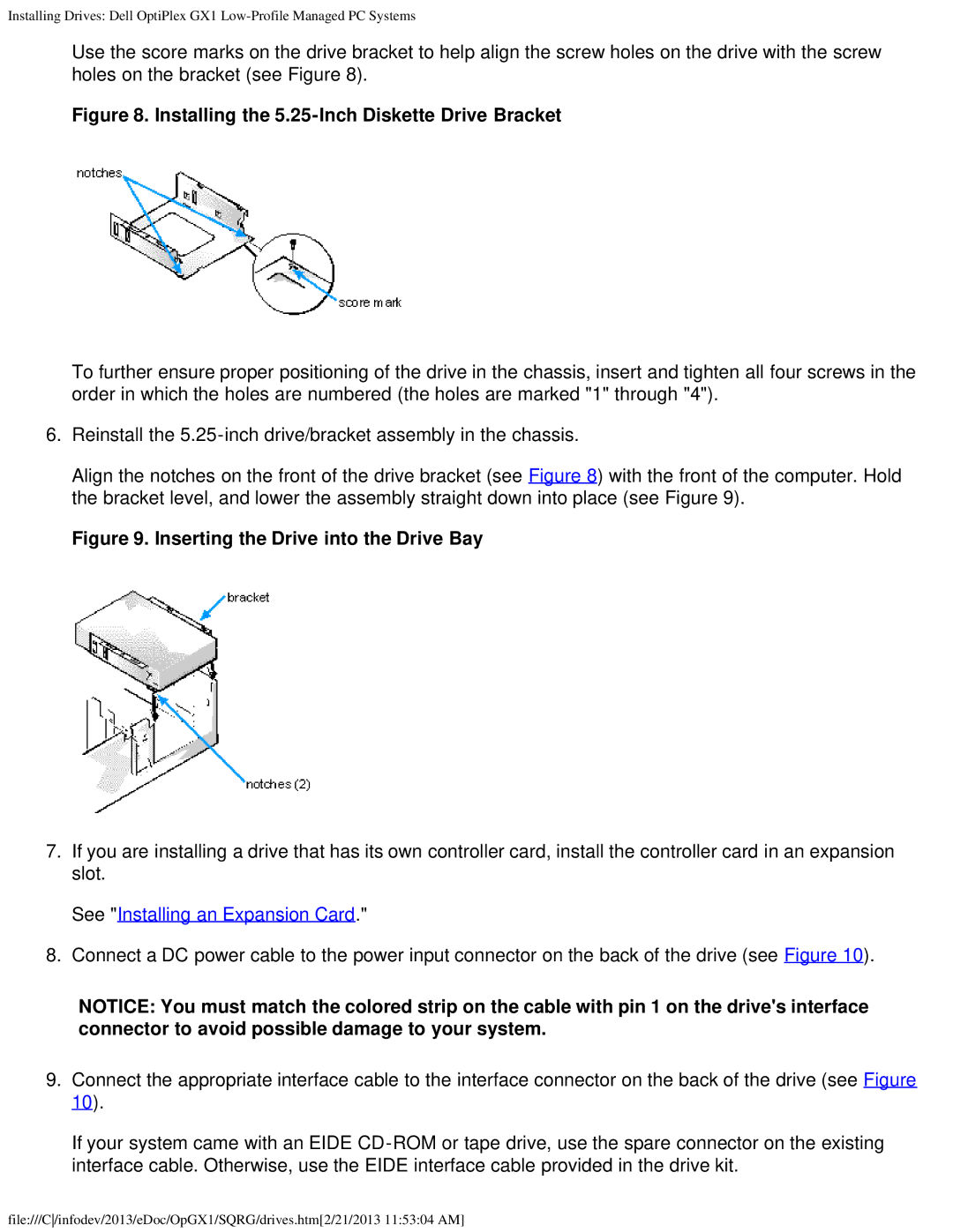 Dell GX1 technical specifications Installing the 5.25-Inch Diskette Drive Bracket 