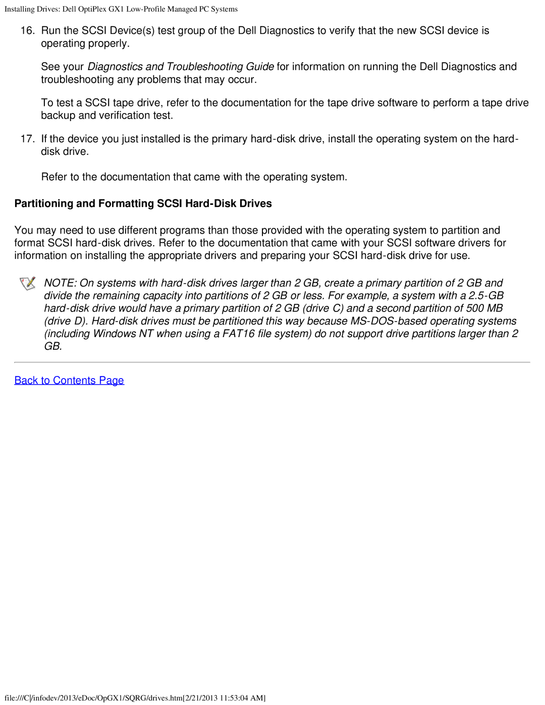 Dell GX1 technical specifications Partitioning and Formatting Scsi Hard-Disk Drives 