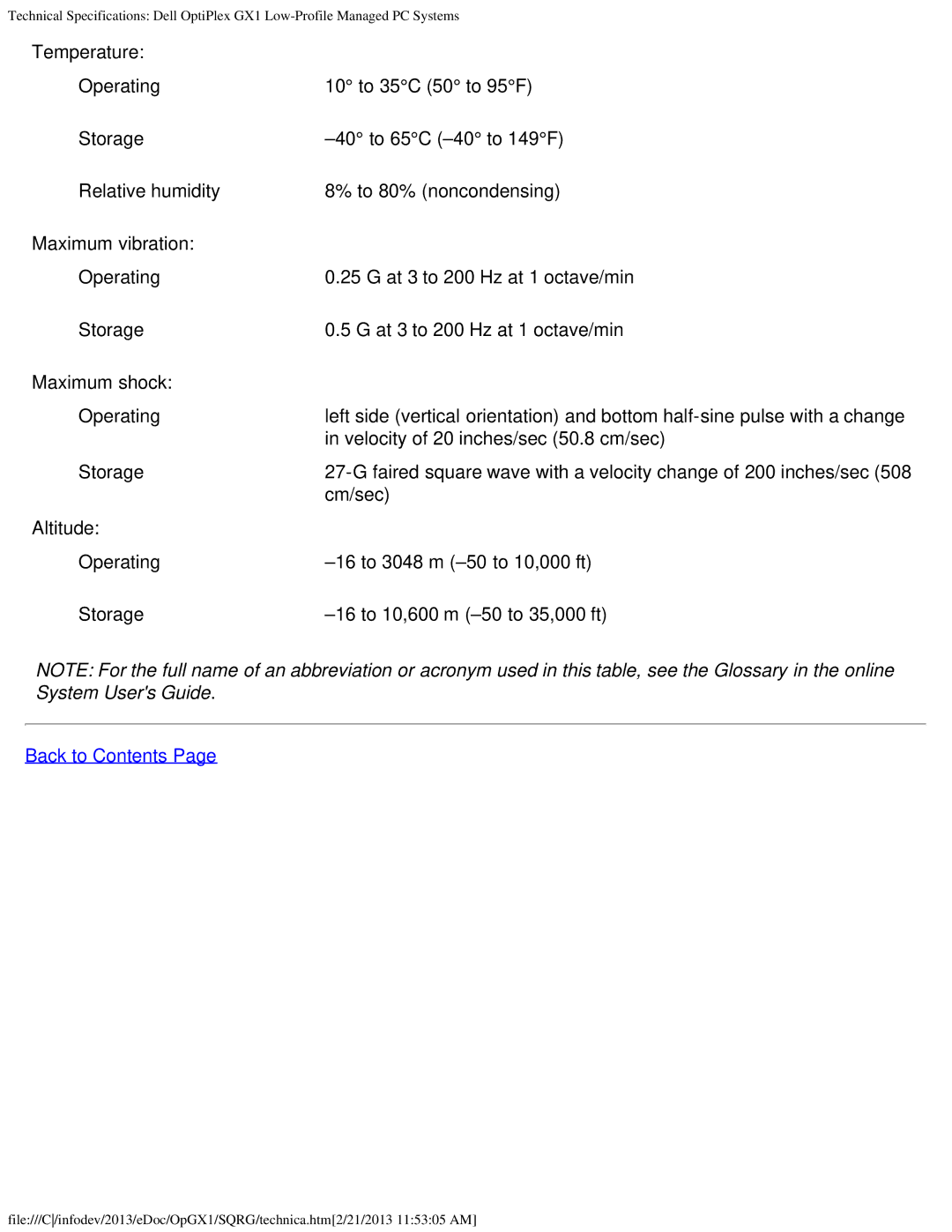 Dell GX1 technical specifications Back to Contents 