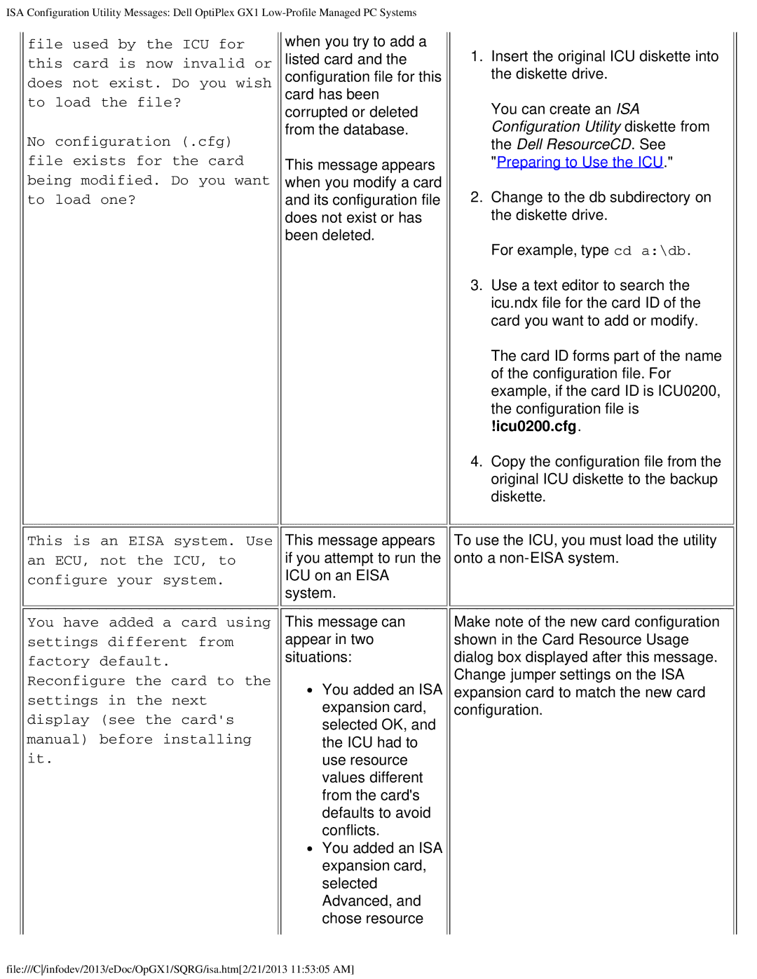 Dell GX1 technical specifications This is An Eisa system. Use 