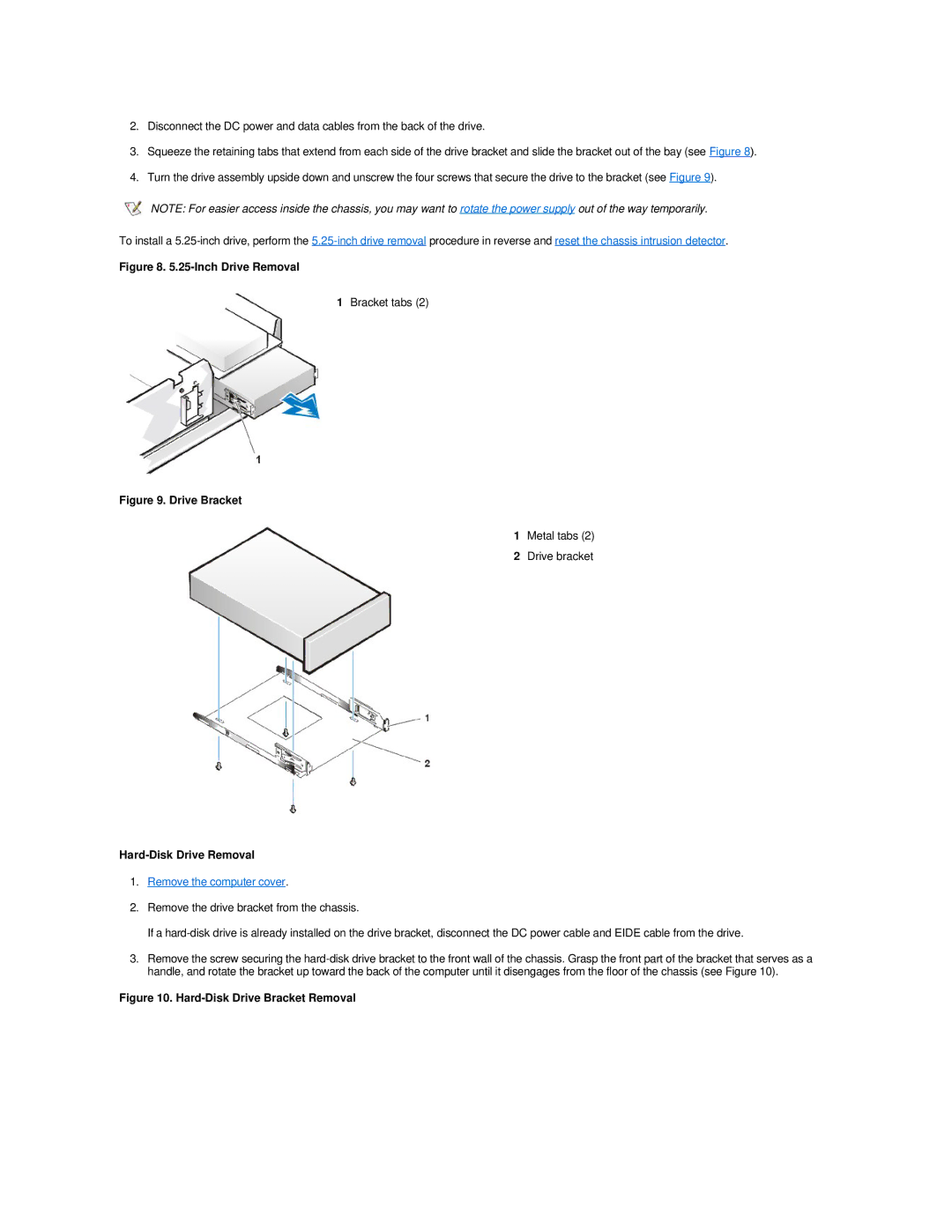 Dell GX200 manual Inch Drive Removal 