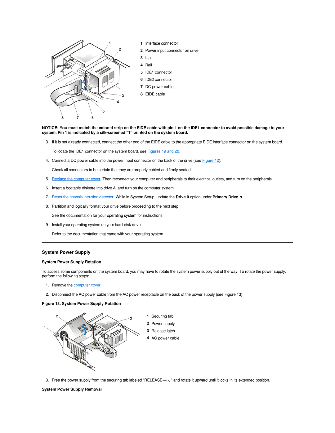 Dell GX200 manual System Power Supply Rotation, System Power Supply Removal 