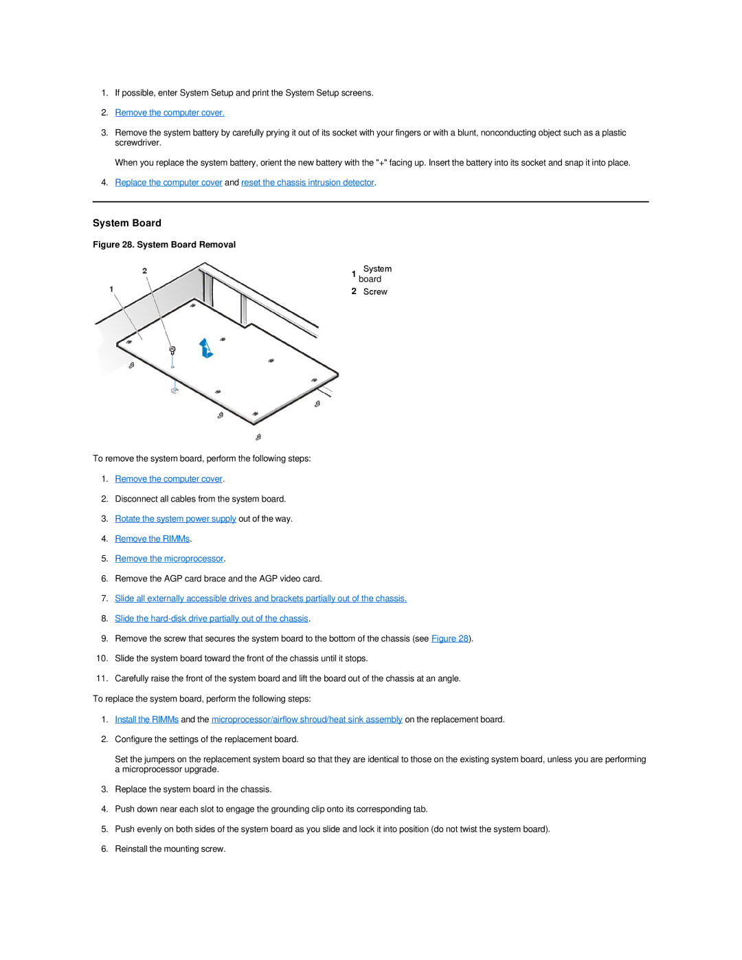 Dell GX200 manual Disconnect all cables from the system board 