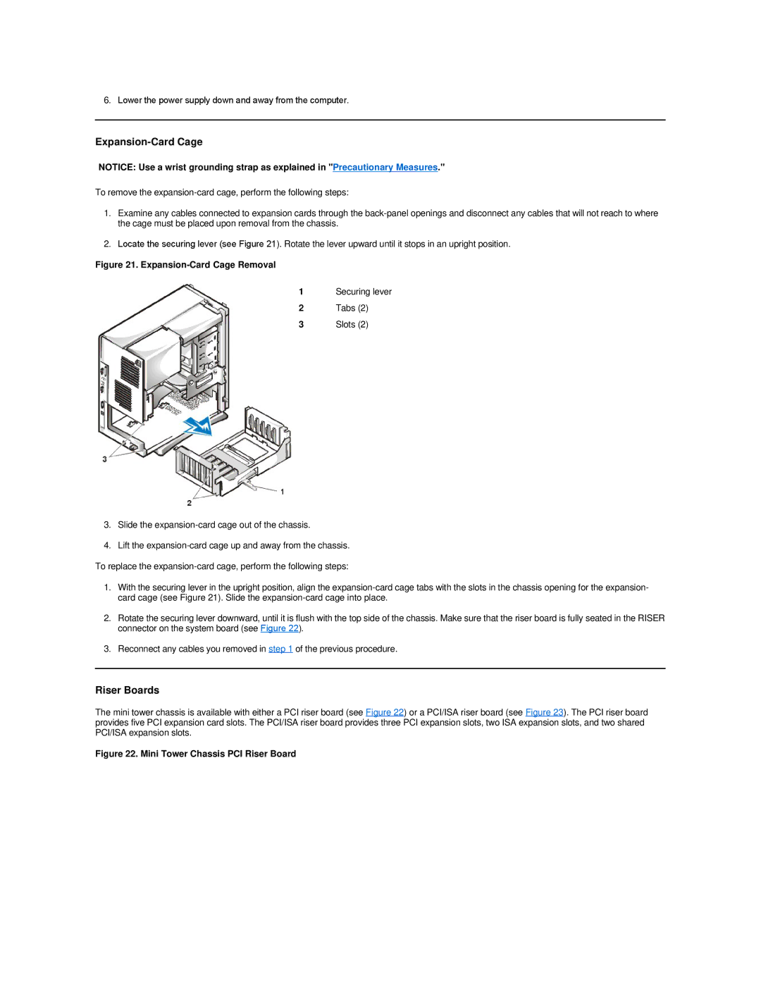 Dell GX200 manual Mini Tower Chassis PCI Riser Board 