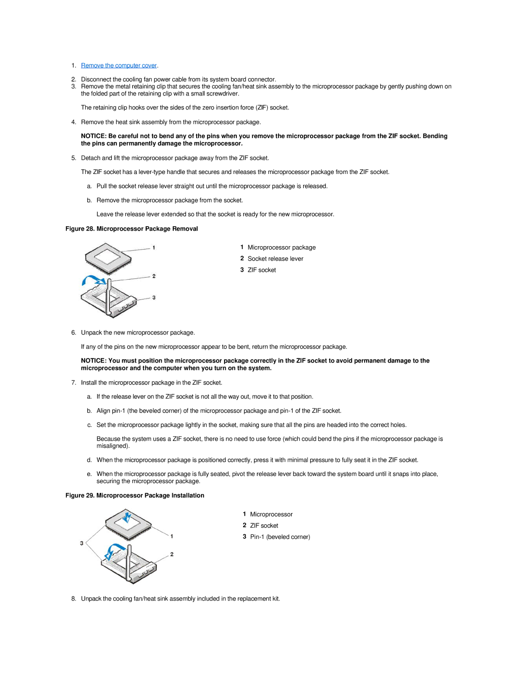 Dell GX200 manual Microprocessor Package Removal 