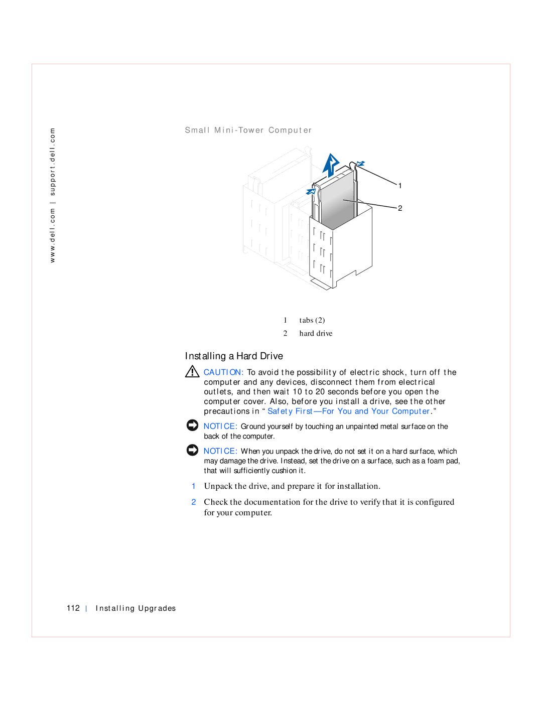 Dell GX240 manual Installing a Hard Drive, Installing Upgrades 