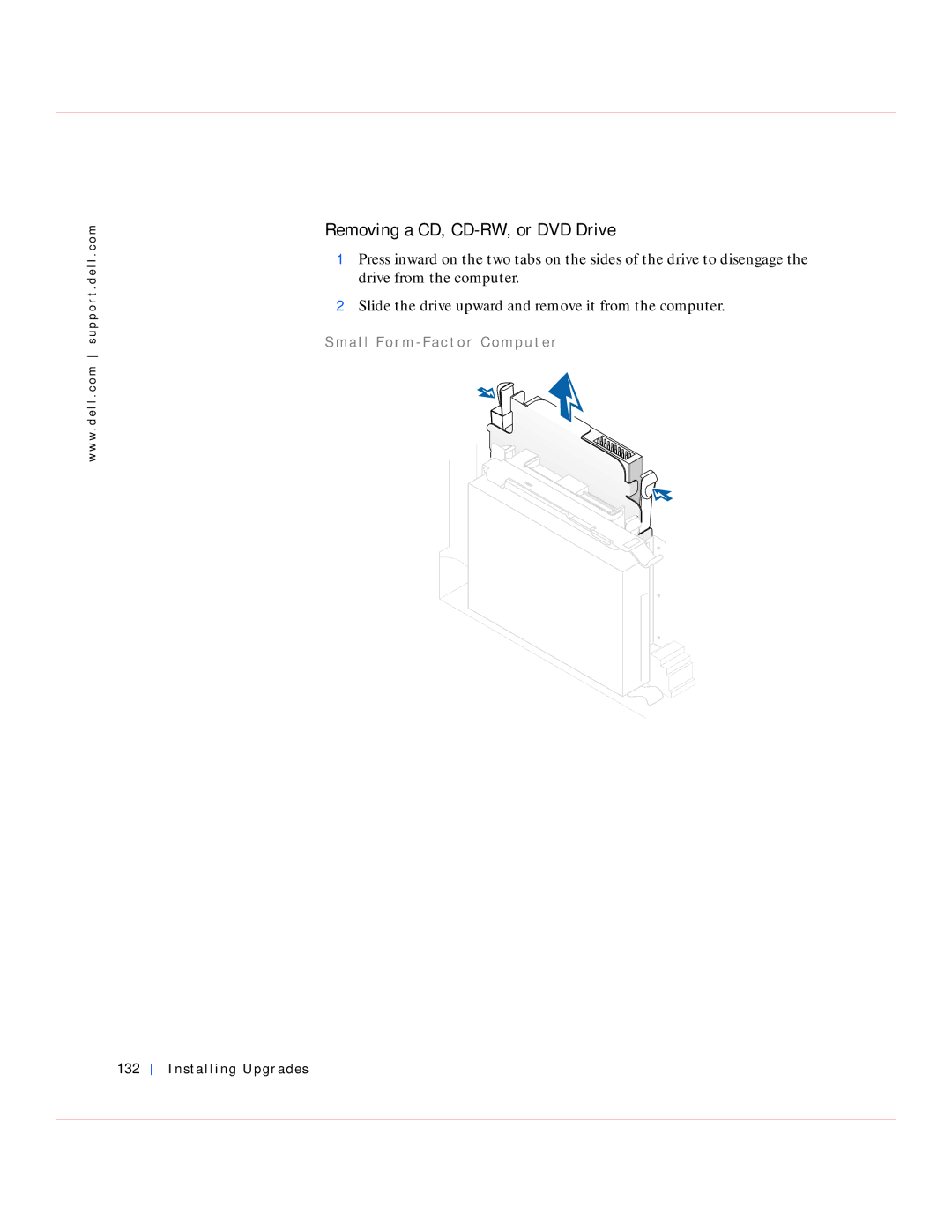 Dell GX240 manual Removing a CD, CD-RW, or DVD Drive, Installing Upgrades 