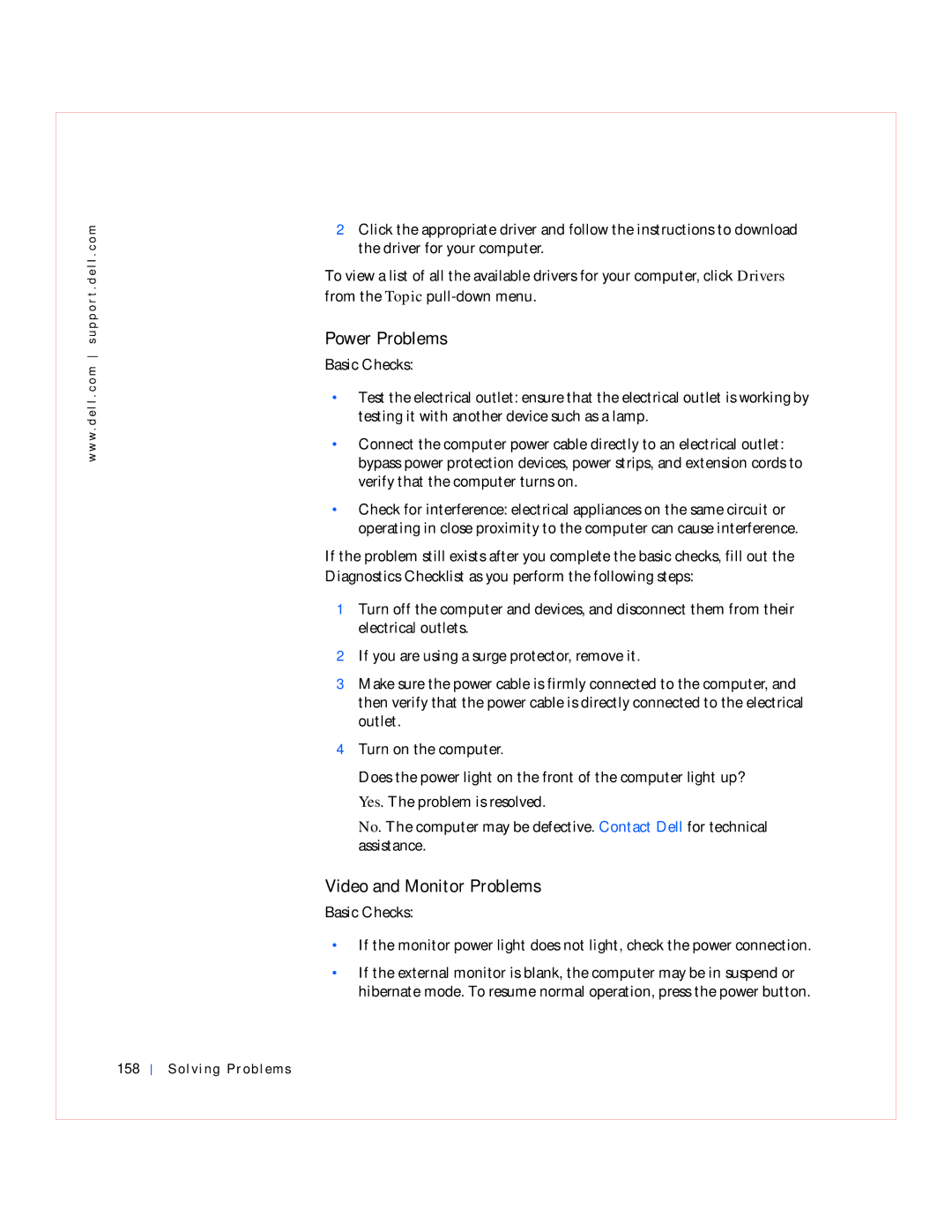 Dell GX240 manual Power Problems, Video and Monitor Problems, Solving Problems 