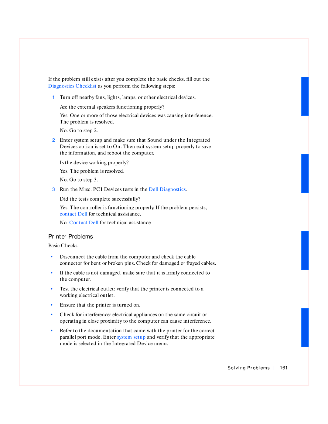 Dell GX240 manual Printer Problems, Solving Problems 161 