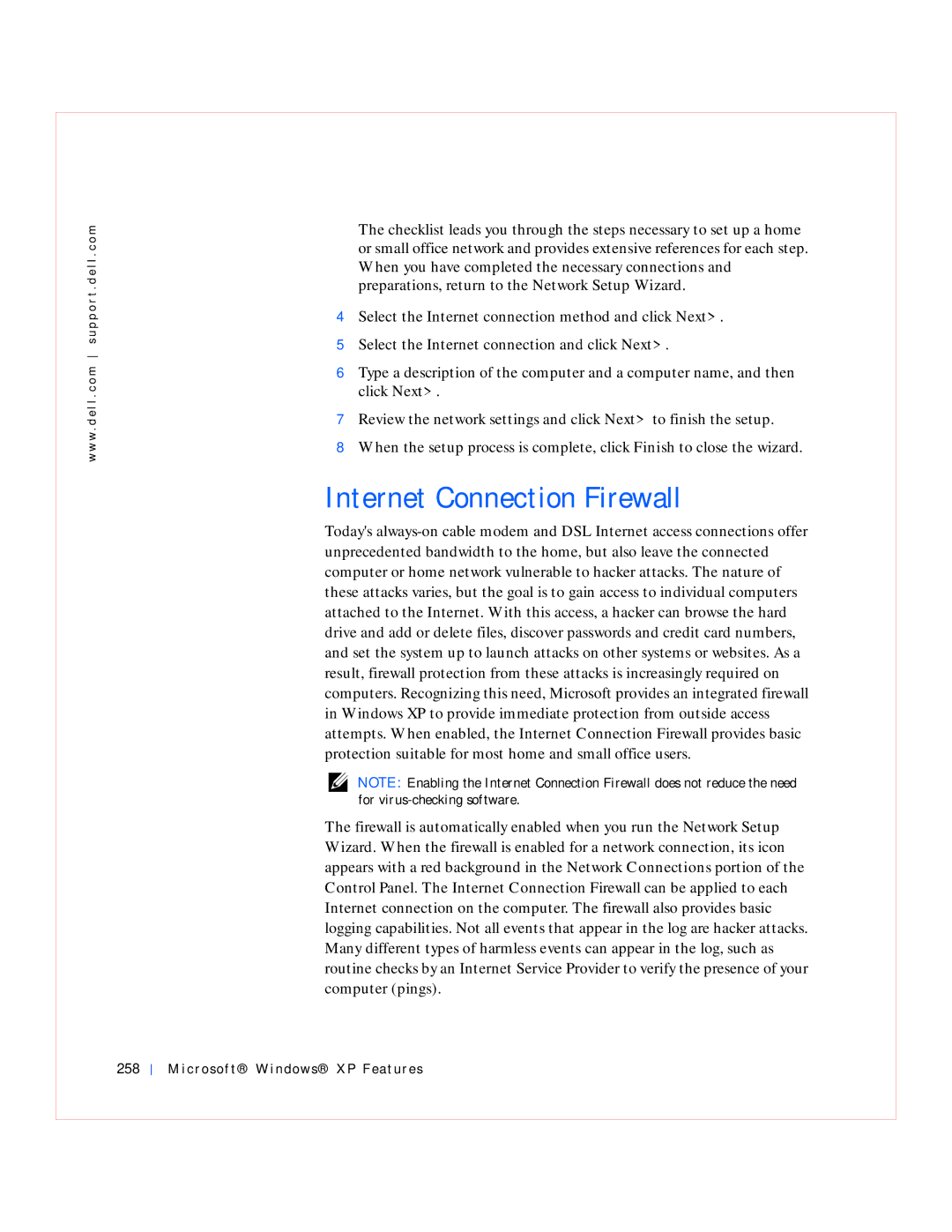 Dell GX240 manual Internet Connection Firewall, Microsof t Windows XP Features 