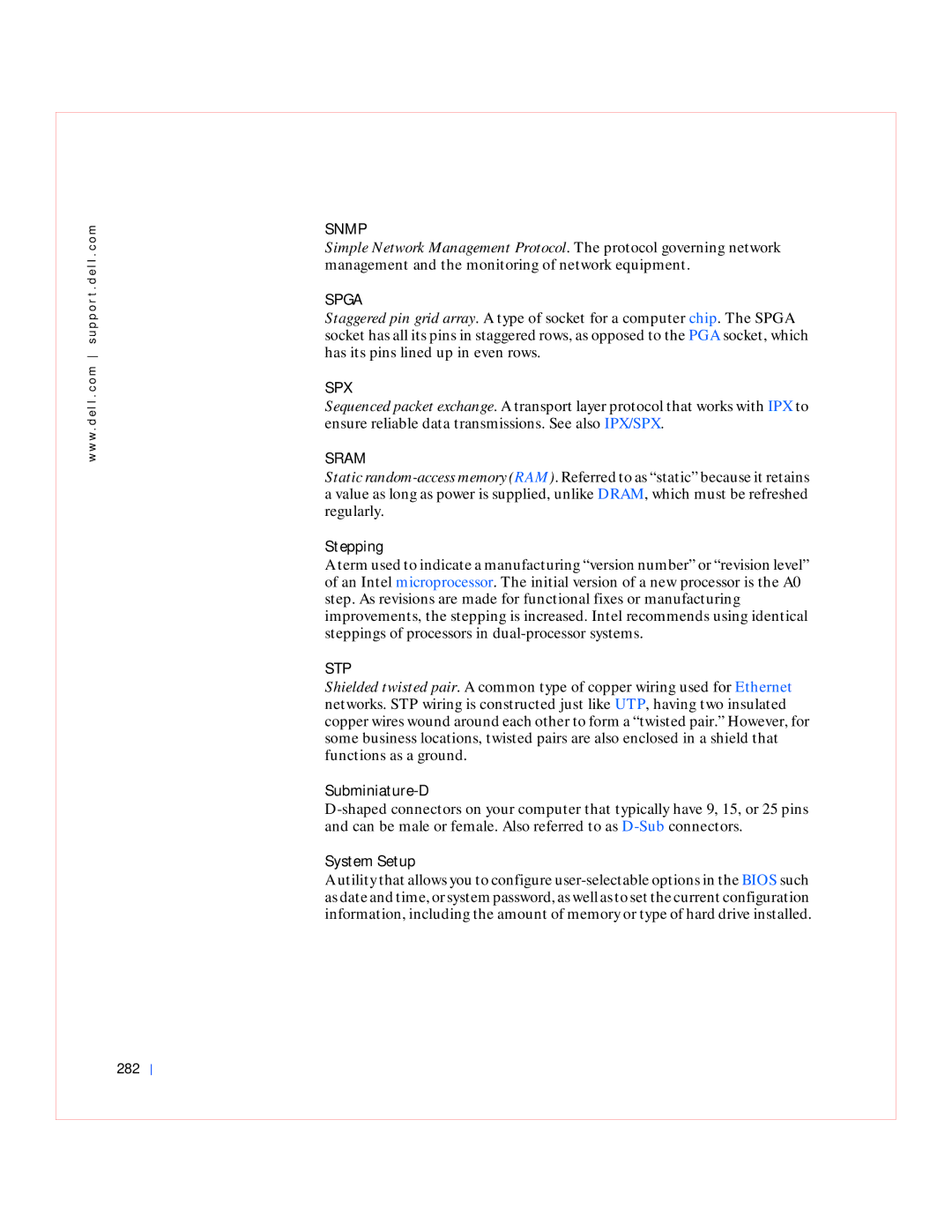 Dell GX240 manual Snmp, Spga, Spx, Sram, Stp 