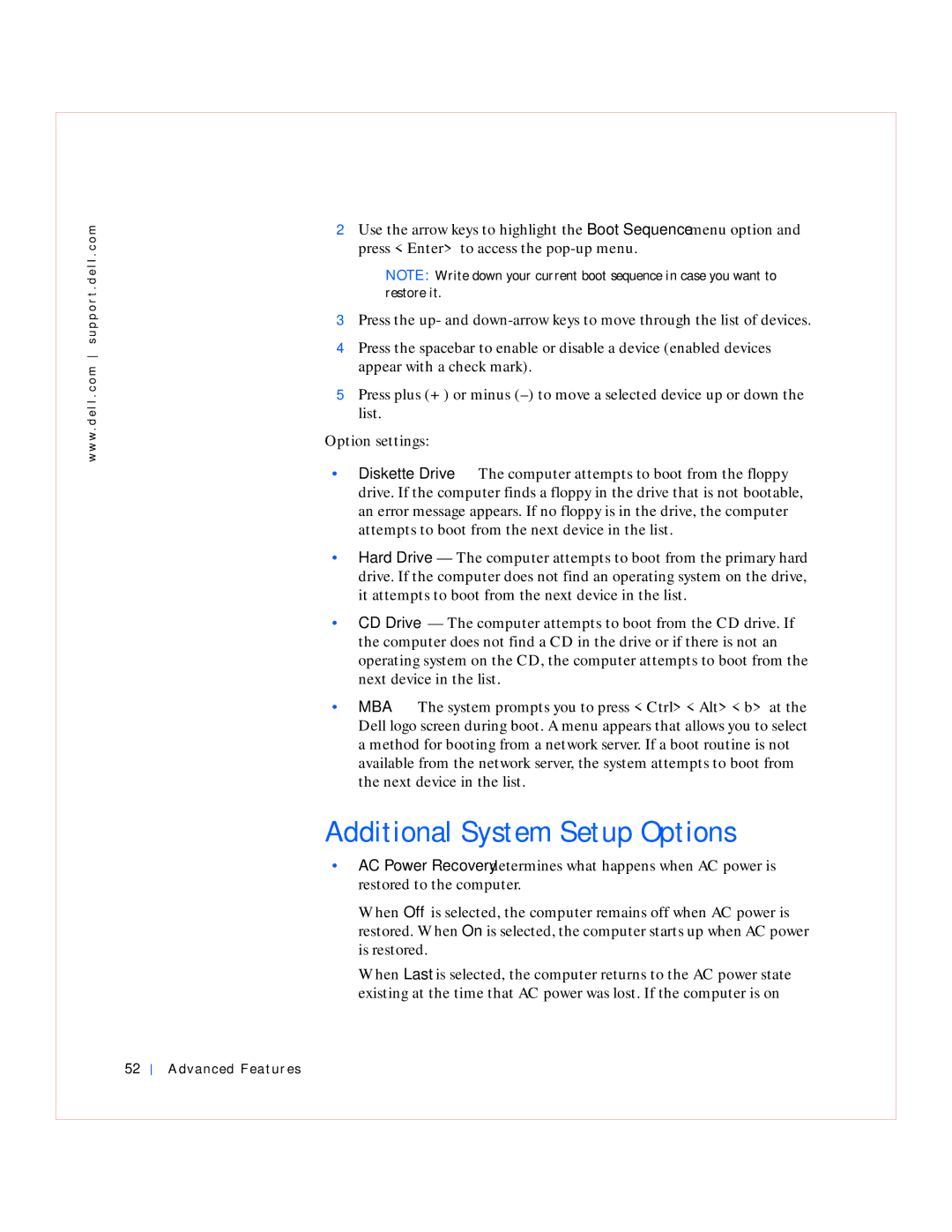 Dell GX240 manual Additional System Setup Options 