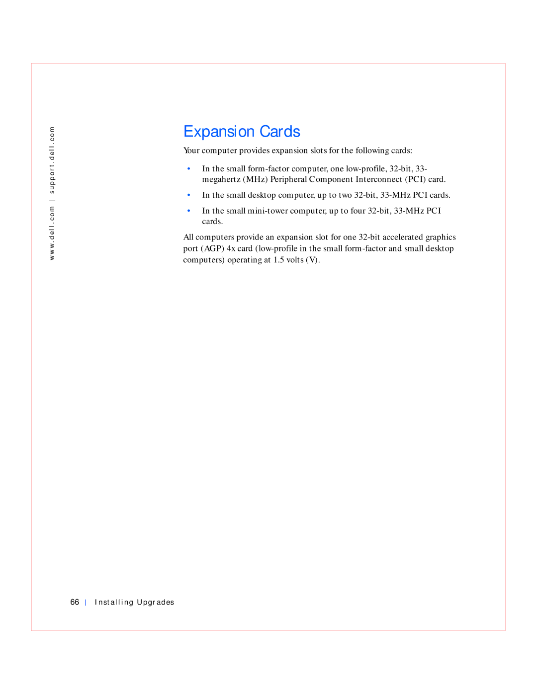 Dell GX240 manual Expansion Cards 