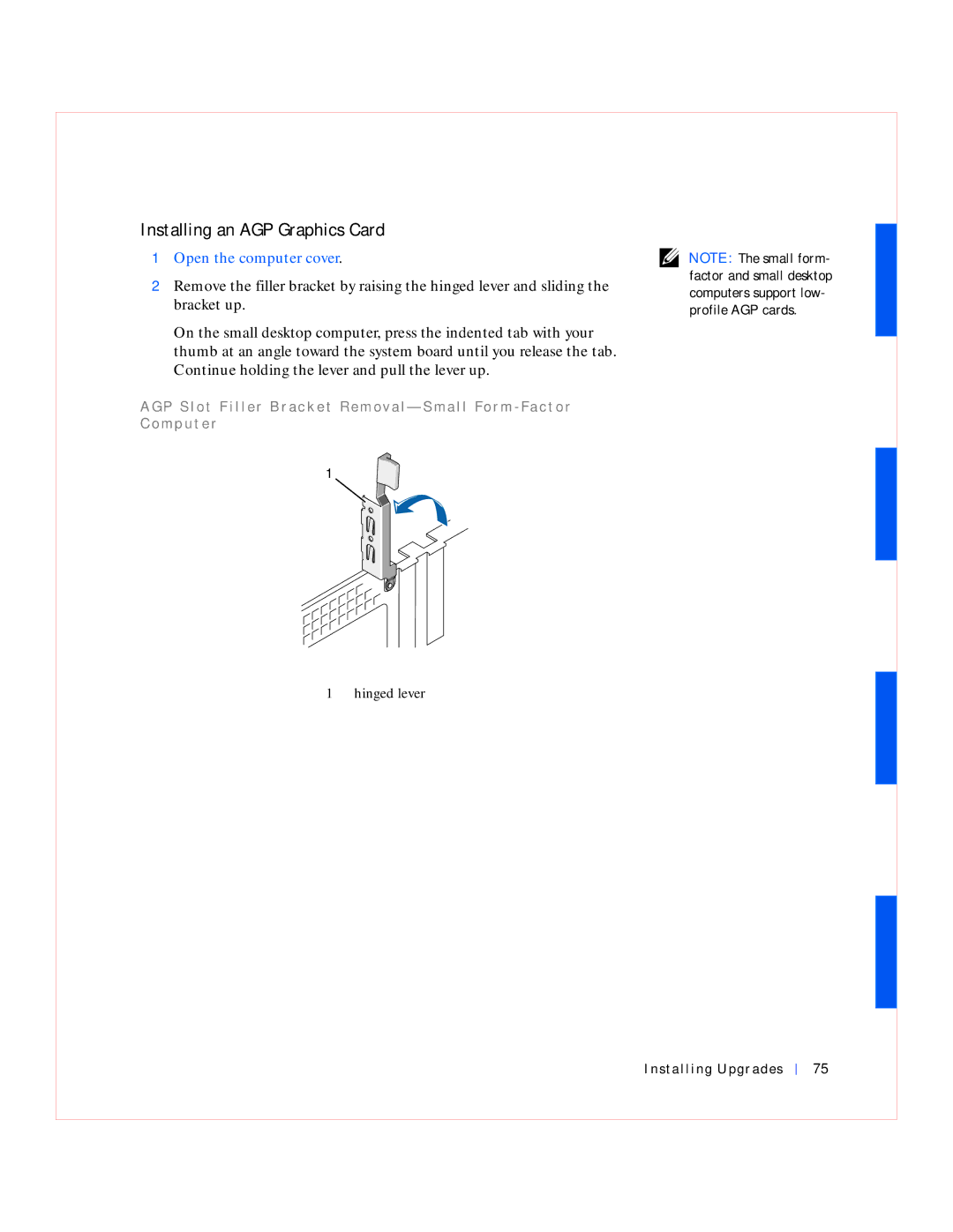 Dell GX240 manual Installing an AGP Graphics Card 