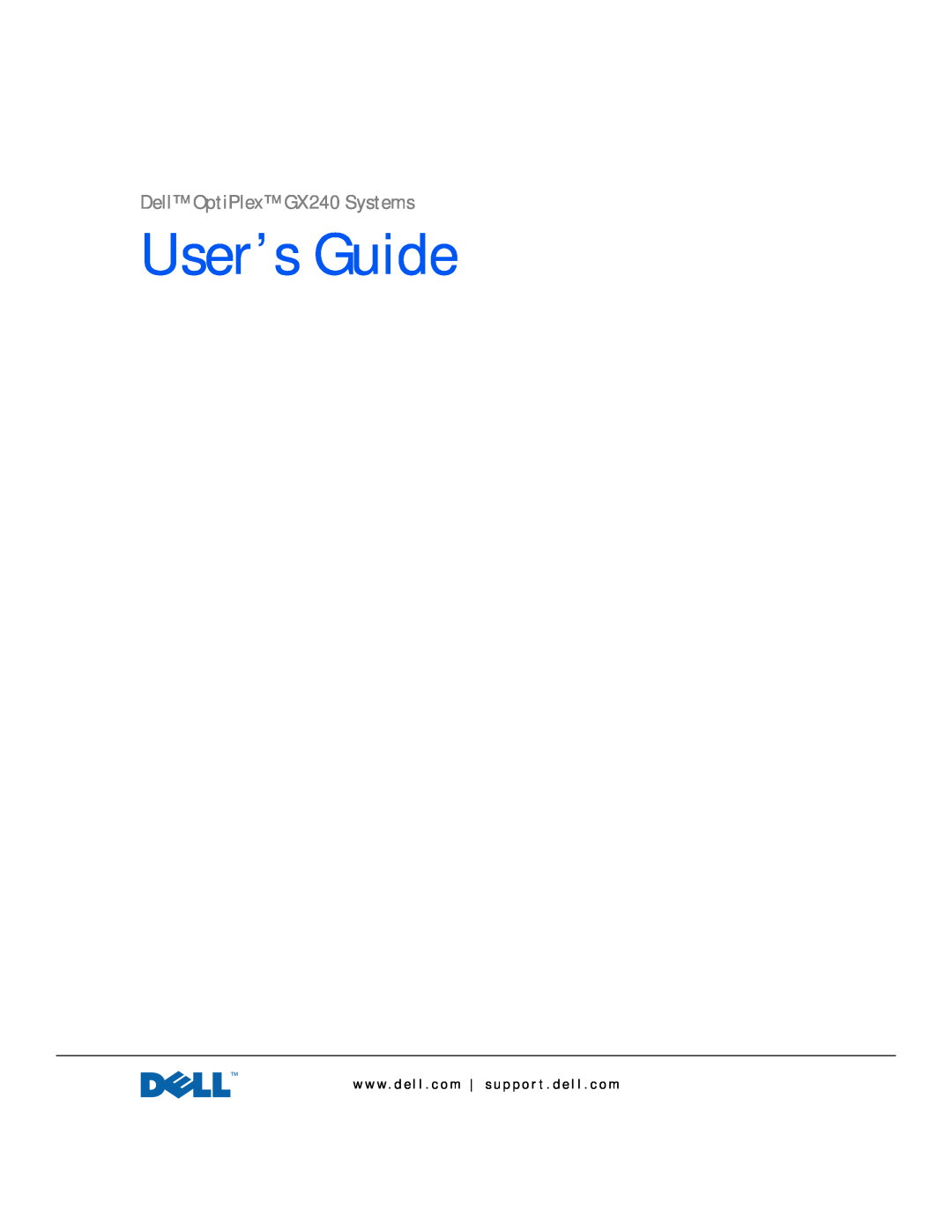 Dell manual User’s Guide, Dell OptiPlex GX240 Systems 