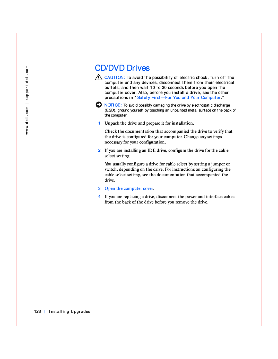 Dell GX240 manual CD/DVD Drives 