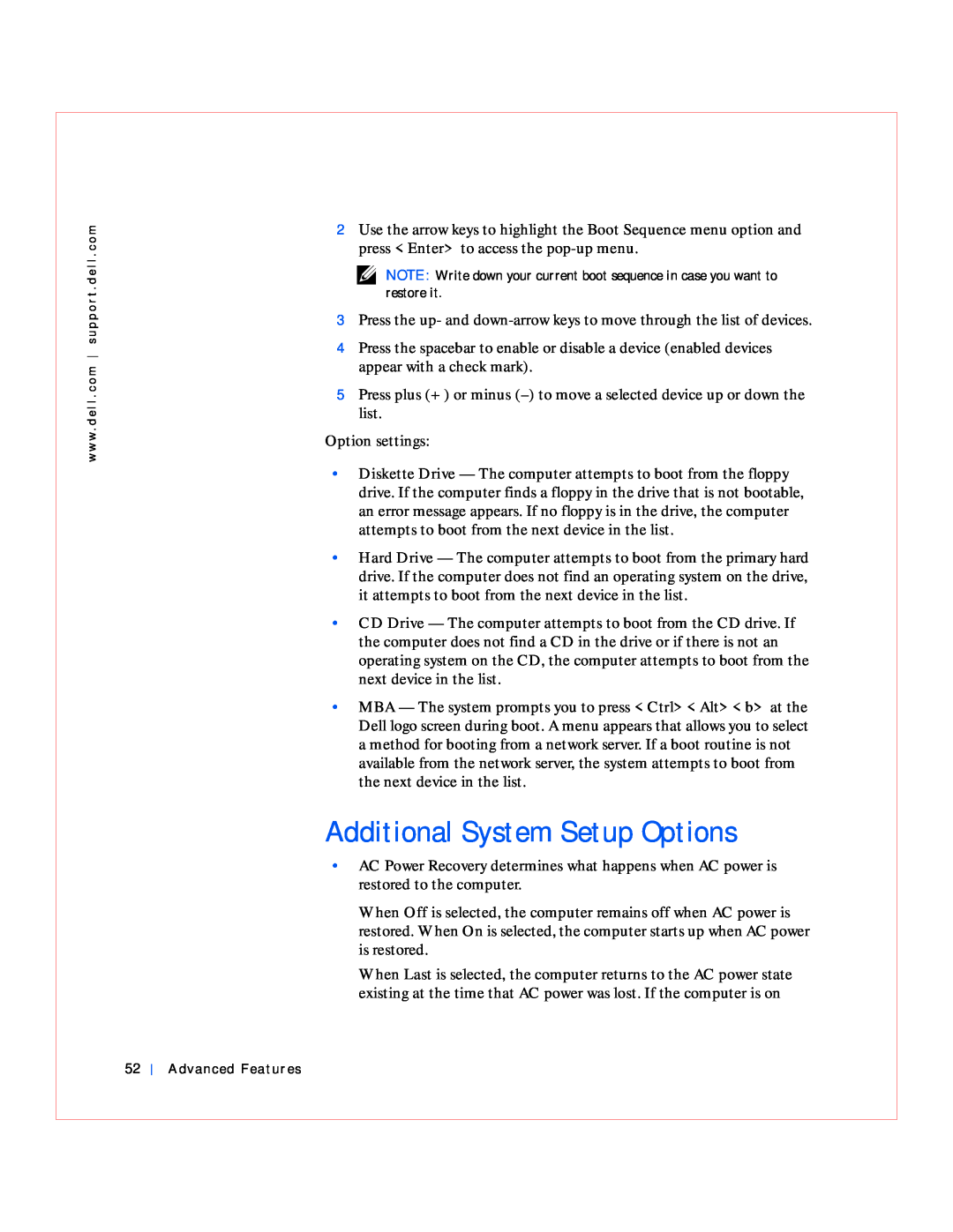 Dell GX240 manual Additional System Setup Options 