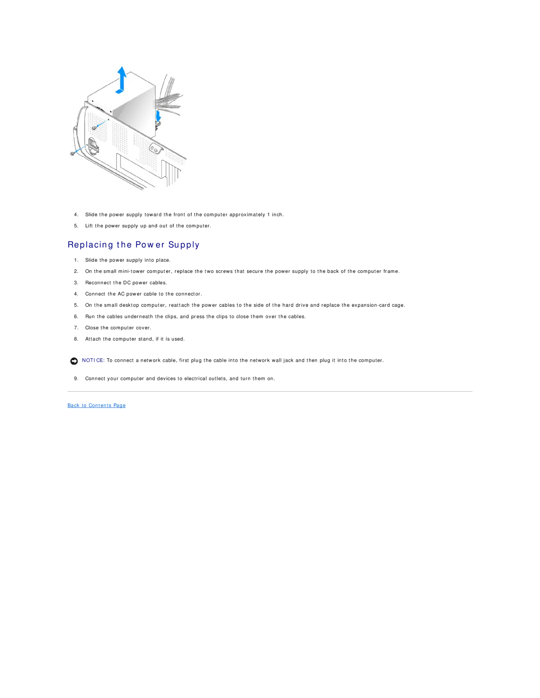 Dell GX270 manual Replacing the Power Supply 